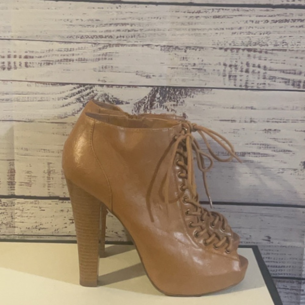 Express Lace Up Peep Toe Booties